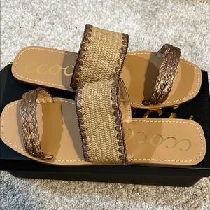 CCOCCI Tan and Brown Woven Sandals